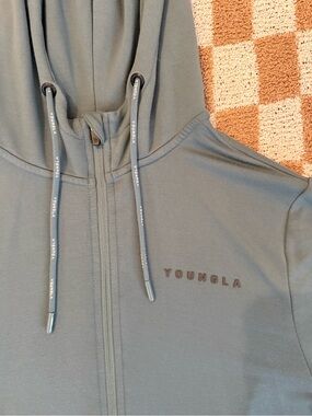 YoungLA Men's Hooded Zip Jacket in Slate Blue-Grey